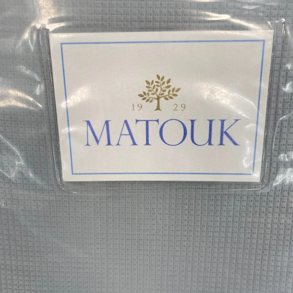 Matouk Giorgio Coverlet Full/Queen Pool Blue Cotton Matelasse Made in USA Luxury